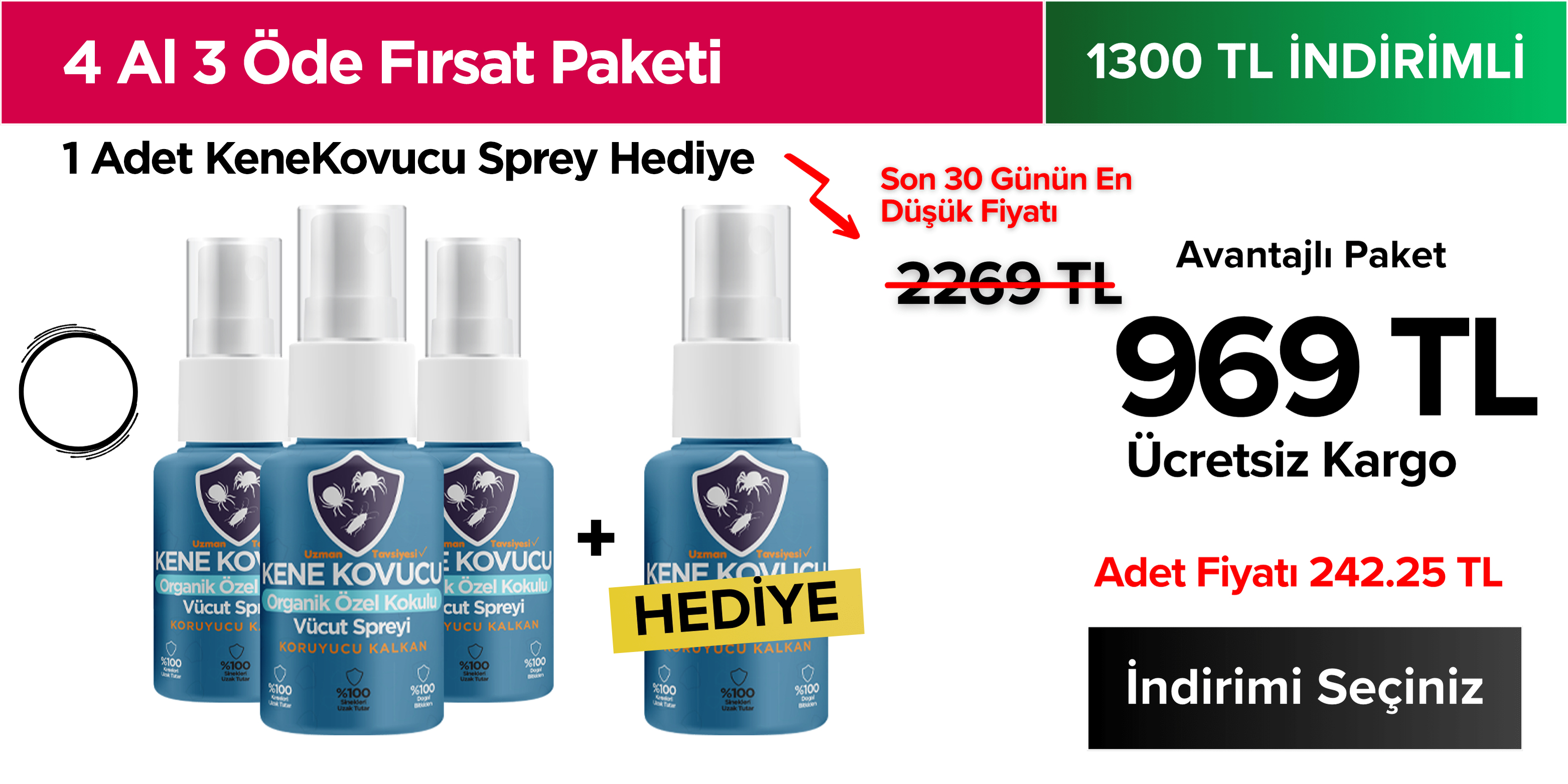 4 Adet Kene Kovucu Spreyi